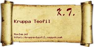 Kruppa Teofil névjegykártya